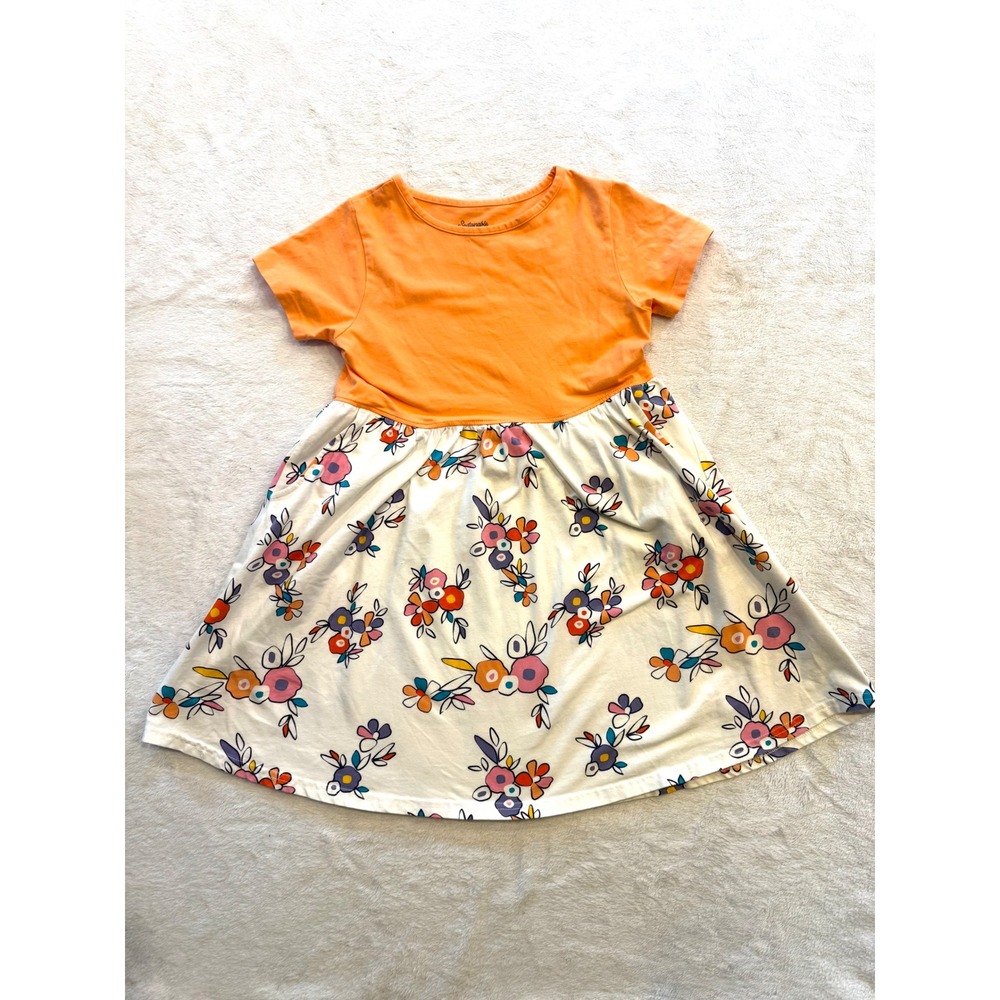 Pact Girls Sustainable Organic Cotton Floral Dress Orange Size 10/12